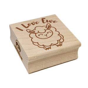 I Love Ewe You Sheep Pun Anniversary Valentine's Day Square Rubber Stamp for Stamping Crafting