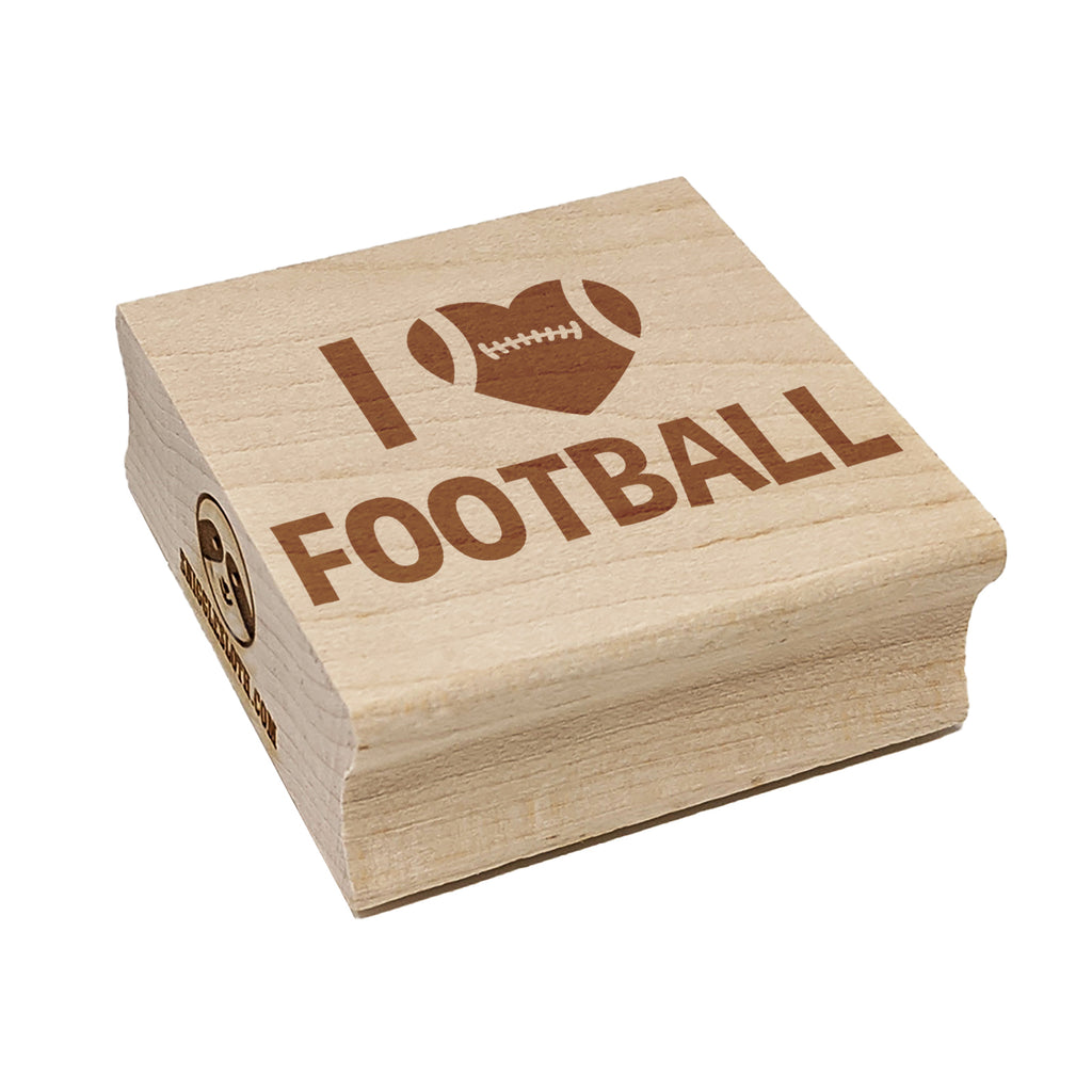 I Love Football Heart Shaped Ball Sports Square Rubber Stamp for Stamping Crafting