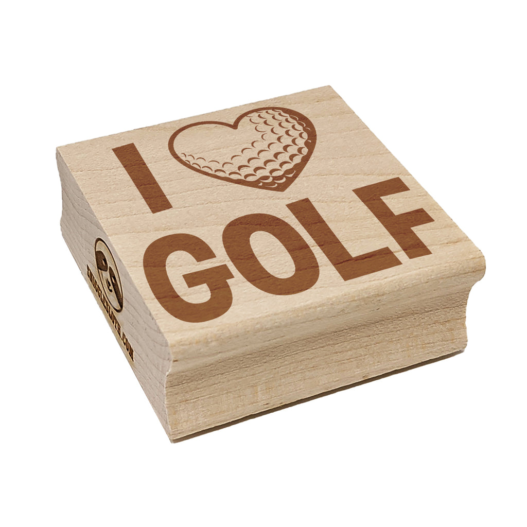I Love Golf Heart Shaped Ball Sports Square Rubber Stamp for Stamping Crafting