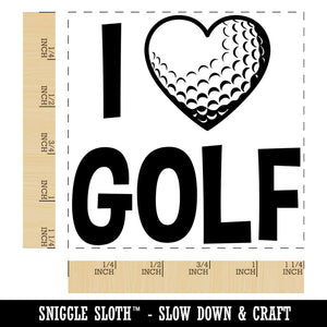 I Love Golf Heart Shaped Ball Sports Square Rubber Stamp for Stamping Crafting