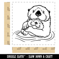 Mom Sea Otter and Baby Mother's Day Square Rubber Stamp for Stamping Crafting