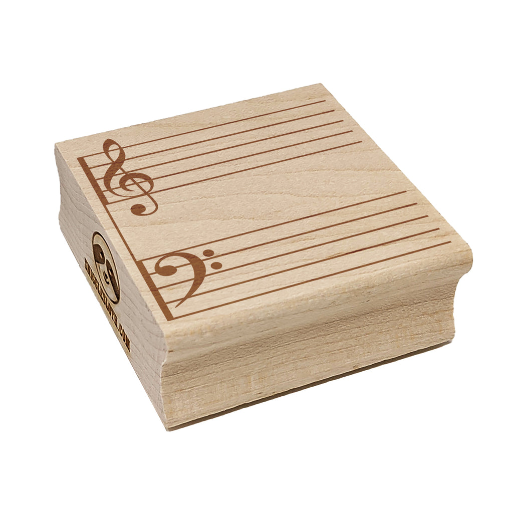 Music Staff Treble and Bass Clef Square Rubber Stamp for Stamping Crafting