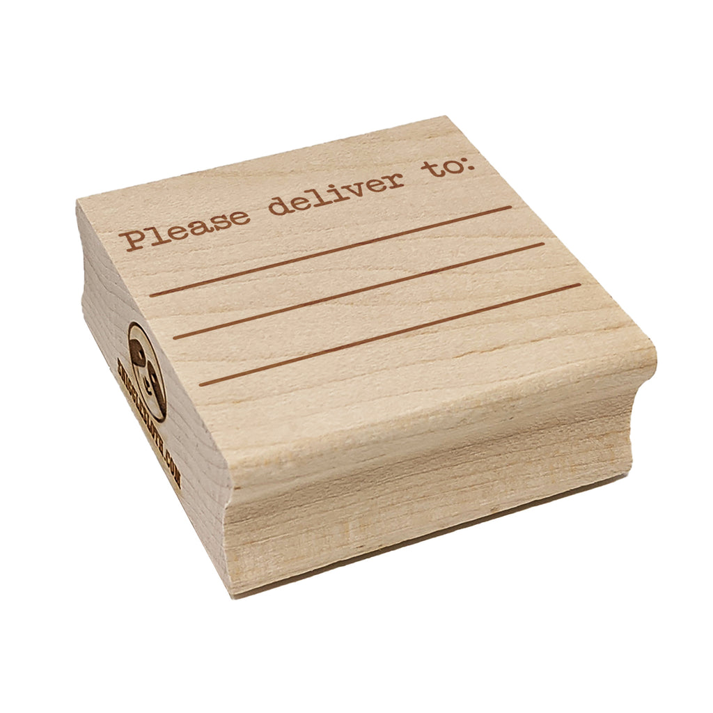 Please Deliver To with Blank Lines Square Rubber Stamp for Stamping Crafting