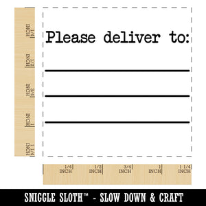 Please Deliver To with Blank Lines Square Rubber Stamp for Stamping Crafting
