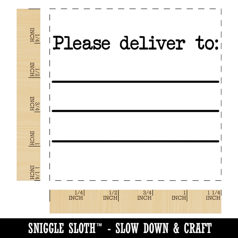 Please Deliver To with Blank Lines Square Rubber Stamp for Stamping Crafting