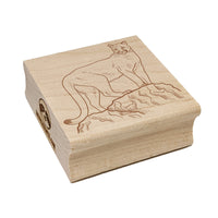 Proud Cougar Mountain Lion Square Rubber Stamp for Stamping Crafting
