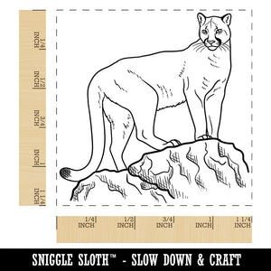 Proud Cougar Mountain Lion Square Rubber Stamp for Stamping Crafting