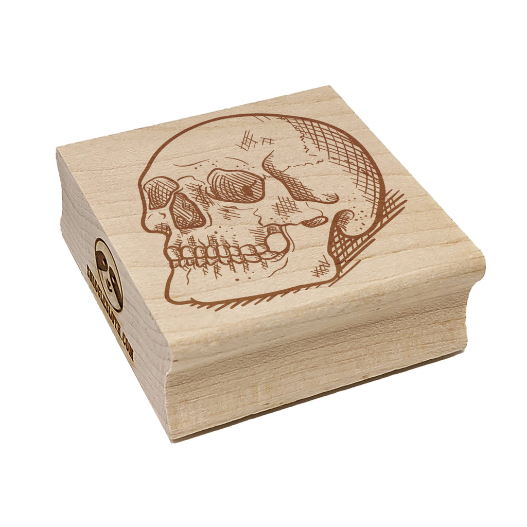 Realistic Human Skull Square Rubber Stamp for Stamping Crafting