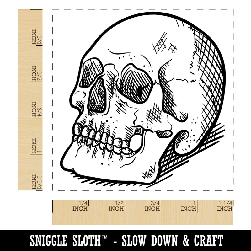 Realistic Human Skull Square Rubber Stamp for Stamping Crafting