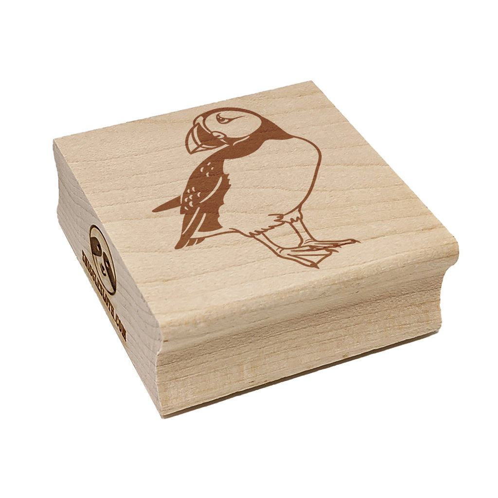 Shy Puffin Bird Square Rubber Stamp for Stamping Crafting