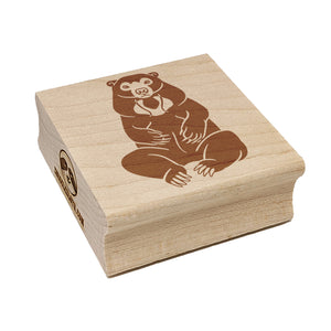 Sitting Malayan Sun Bear Square Rubber Stamp for Stamping Crafting