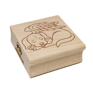 Sleeping Angel Dog Loss of Pet Square Rubber Stamp for Stamping Crafting