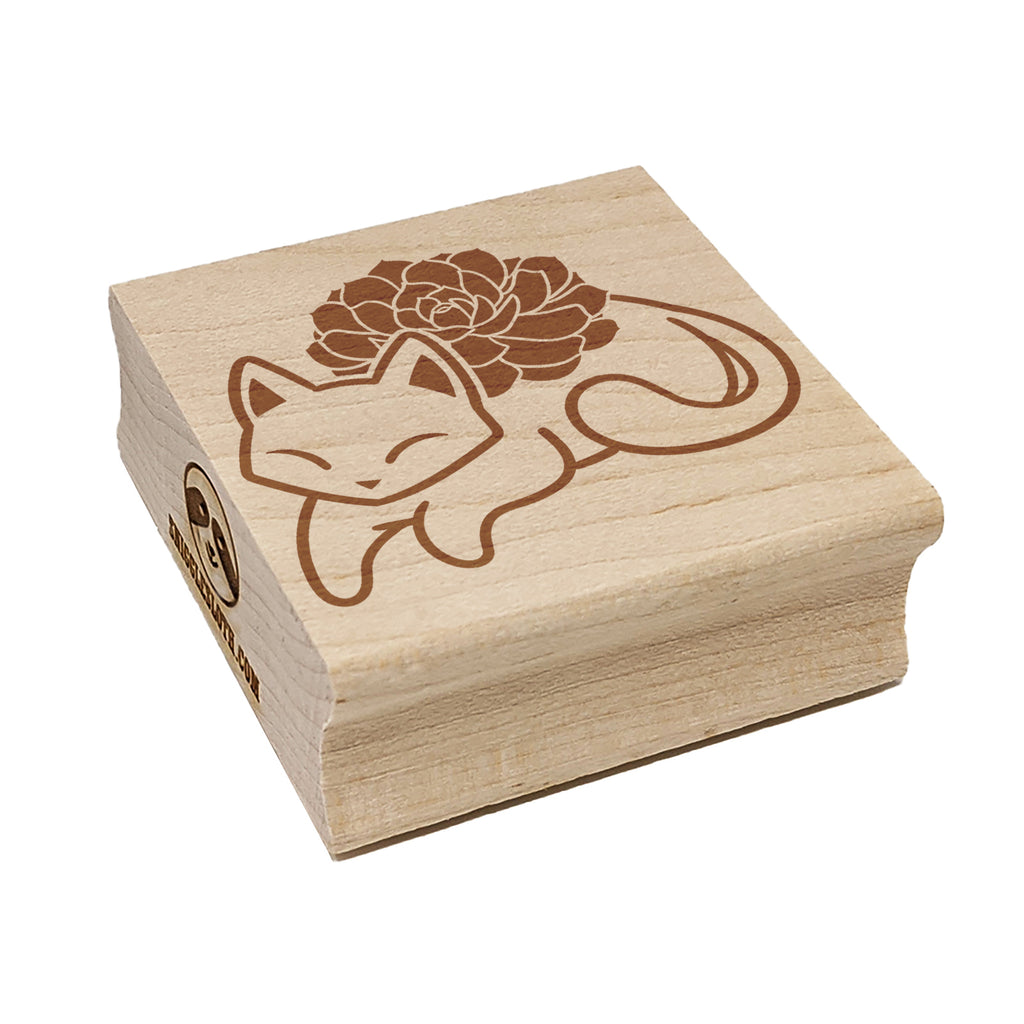 Sweet Little Succulent Cat Square Rubber Stamp for Stamping Crafting