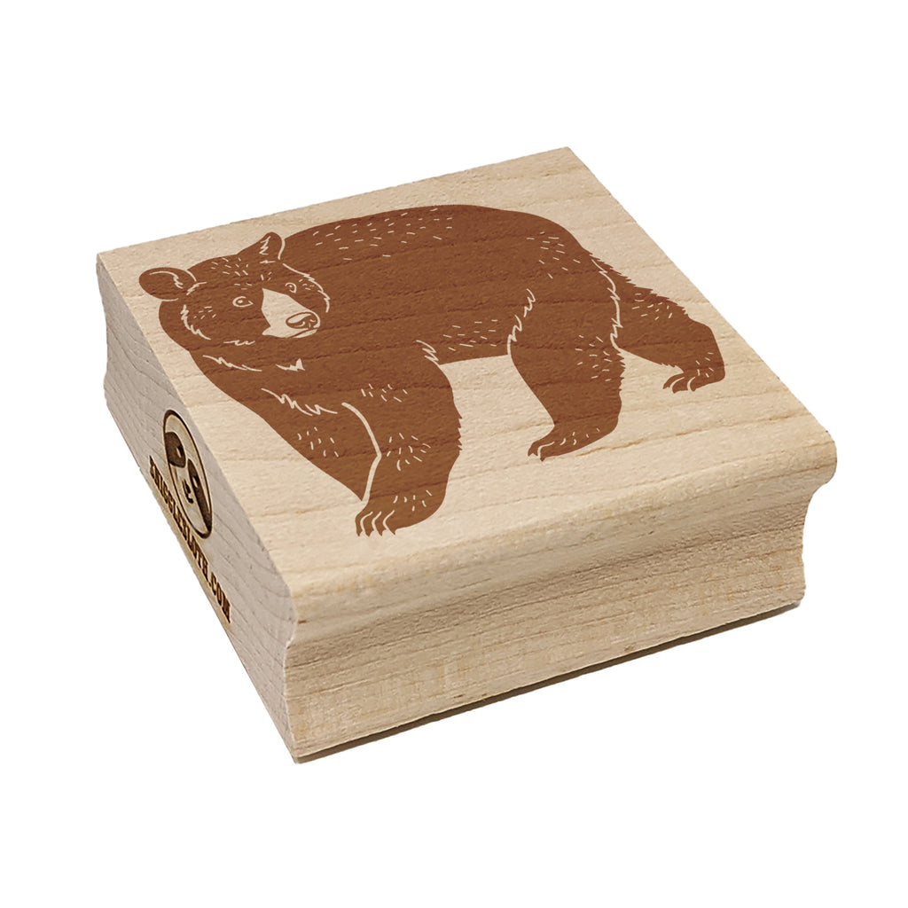 Walking American Black Bear Square Rubber Stamp for Stamping Crafting