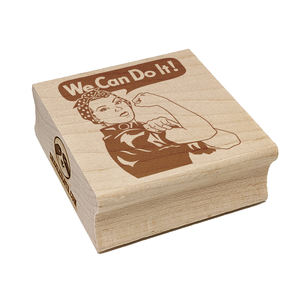 We Can Do It Rosie the Riveter Encouragement Square Rubber Stamp for Stamping Crafting