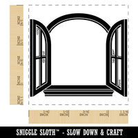 Window with Open Shutters Cottage Style Square Rubber Stamp for Stamping Crafting