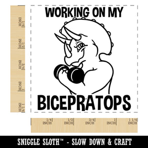 Working on My Bicepratops Triceratops Dinosaur Weightlifting Square Rubber Stamp for Stamping Crafting