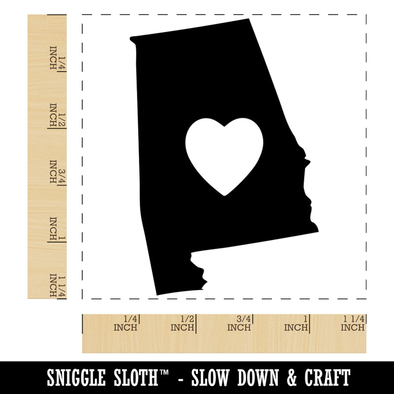 Alabama State with Heart Square Rubber Stamp for Stamping Crafting