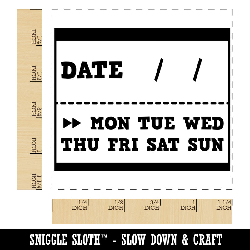 Date Fill-In with Days of the Week Tracker Daily Calendar Square Rubber Stamp for Stamping Crafting