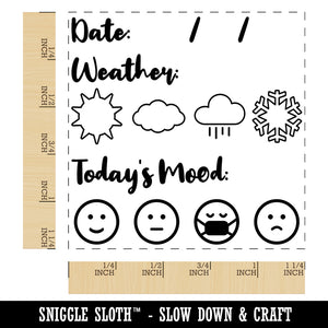 Date Fill-In with Weather Mood Tracker Daily Calendar  Square Rubber Stamp for Stamping Crafting