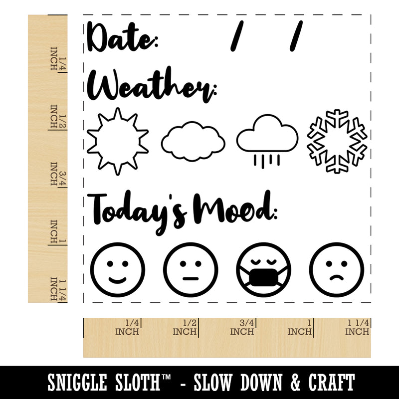 Date Fill-In with Weather Mood Tracker Daily Calendar  Square Rubber Stamp for Stamping Crafting