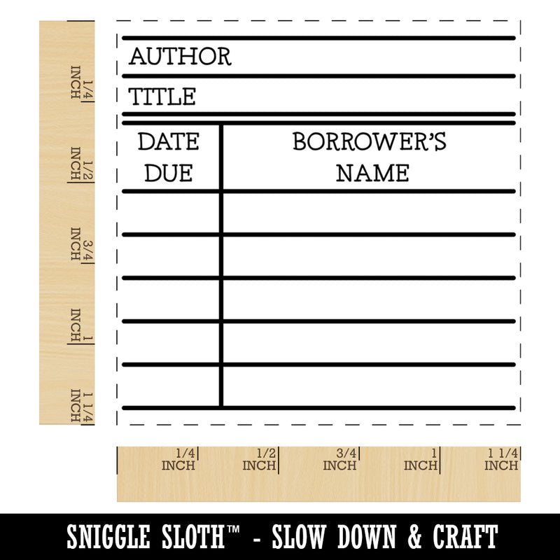 Library Book Borrow Return Card Fill-In Square Rubber Stamp for Stamping Crafting