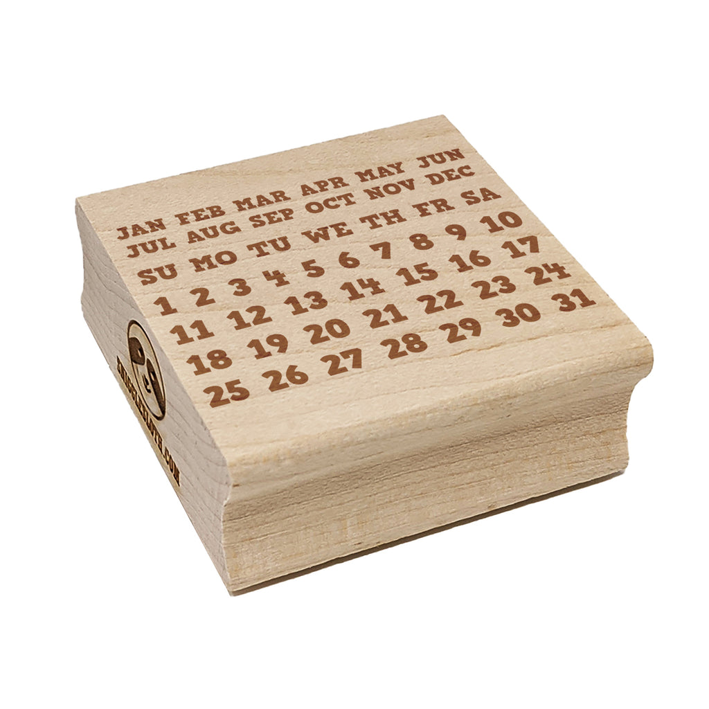 Perpetual Calendar Date Fill-In with Days of the Week Month Square Rubber Stamp for Stamping Crafting