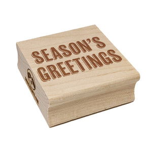 Season's Greetings Christmas Drop Shadow Text Square Rubber Stamp for Stamping Crafting