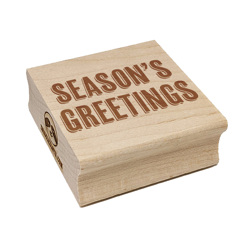 Season's Greetings Christmas Drop Shadow Text Square Rubber Stamp for Stamping Crafting