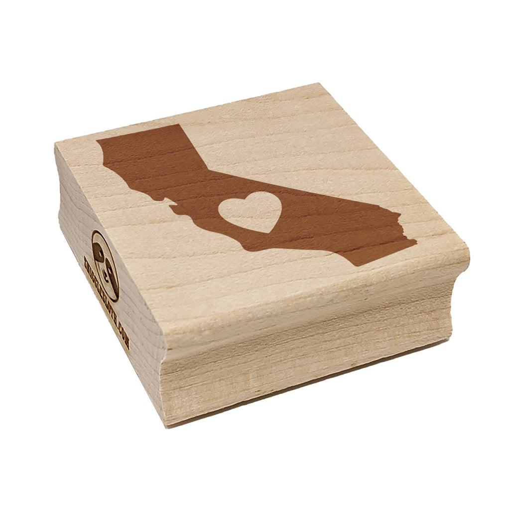 California State with Heart Square Rubber Stamp for Stamping Crafting