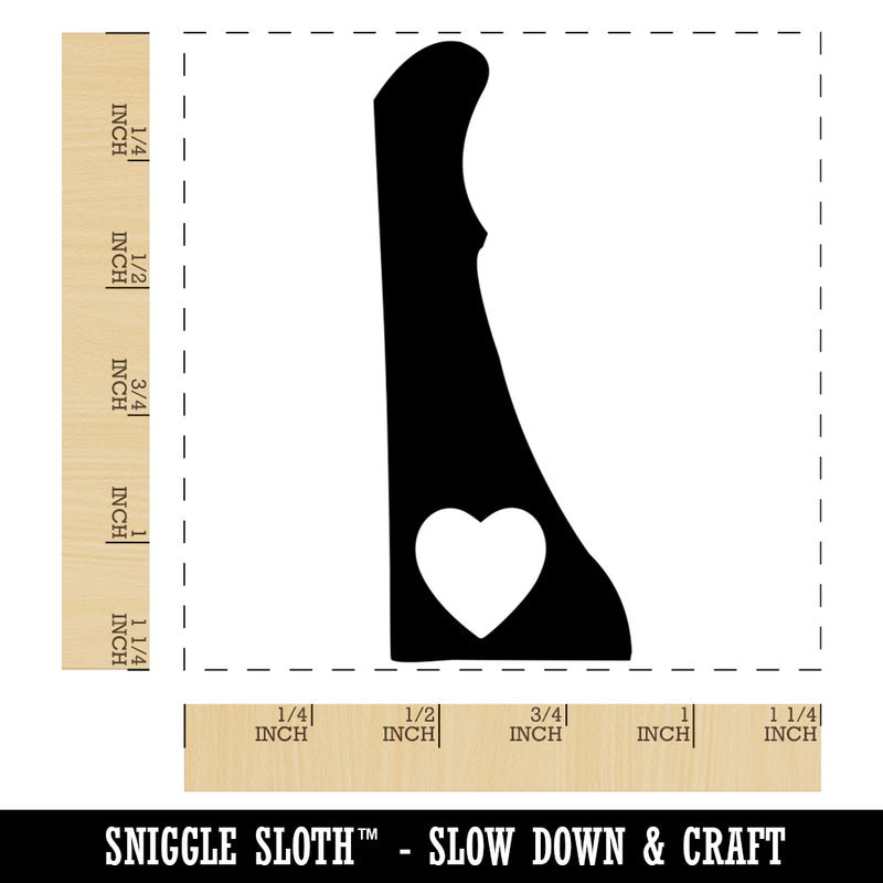 Delaware State with Heart Square Rubber Stamp for Stamping Crafting