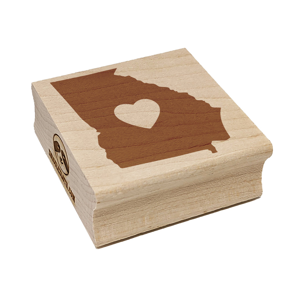 Georgia State with Heart Square Rubber Stamp for Stamping Crafting