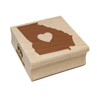 Georgia State with Heart Square Rubber Stamp for Stamping Crafting