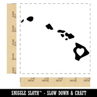 Hawaii State with Heart Square Rubber Stamp for Stamping Crafting