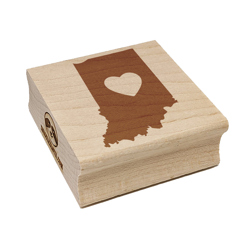 Indiana State with Heart Square Rubber Stamp for Stamping Crafting