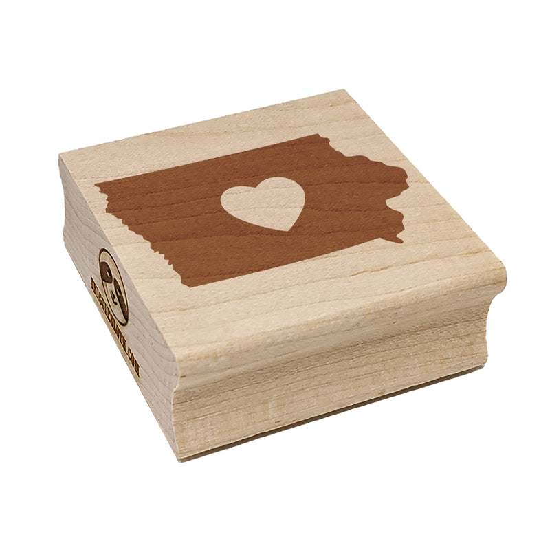 Iowa State with Heart Square Rubber Stamp for Stamping Crafting