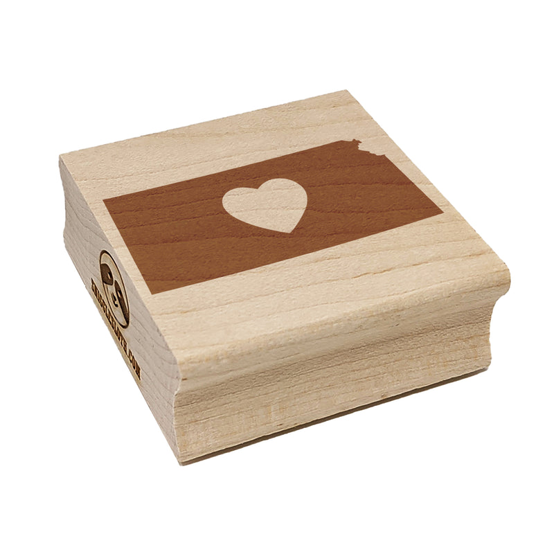 Kansas State with Heart Square Rubber Stamp for Stamping Crafting