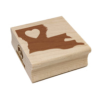 Louisiana State with Heart Square Rubber Stamp for Stamping Crafting