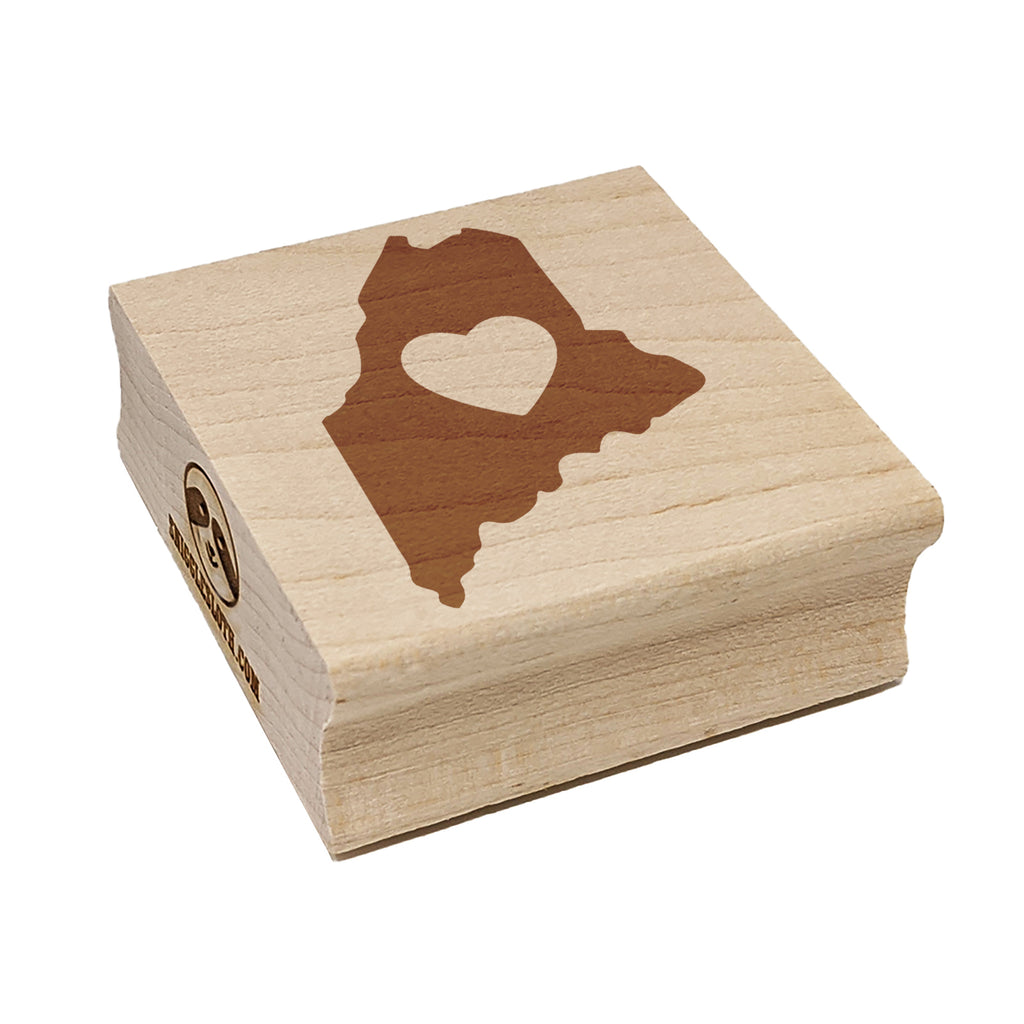 Maine State with Heart Square Rubber Stamp for Stamping Crafting