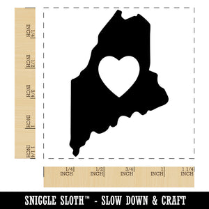 Maine State with Heart Square Rubber Stamp for Stamping Crafting