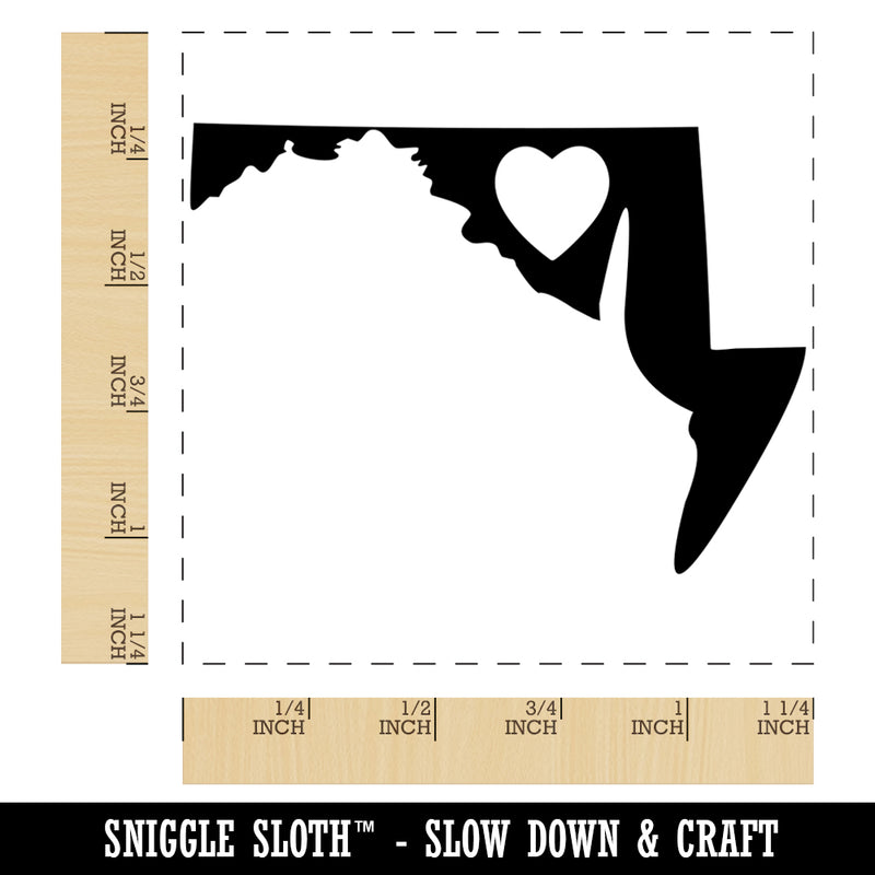 Maryland State with Heart Square Rubber Stamp for Stamping Crafting