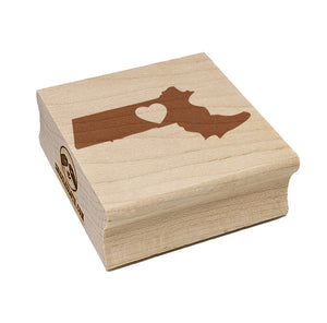 Massachusetts State with Heart Square Rubber Stamp for Stamping Crafting