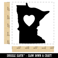 Minnesota State with Heart Square Rubber Stamp for Stamping Crafting