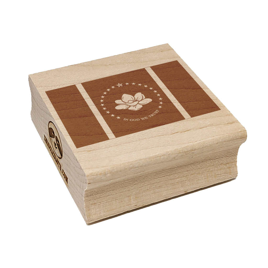 Mississippi Magnolia State Flag Square Rubber Stamp for Stamping Crafting