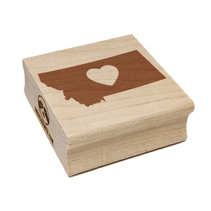 Montana State with Heart Square Rubber Stamp for Stamping Crafting