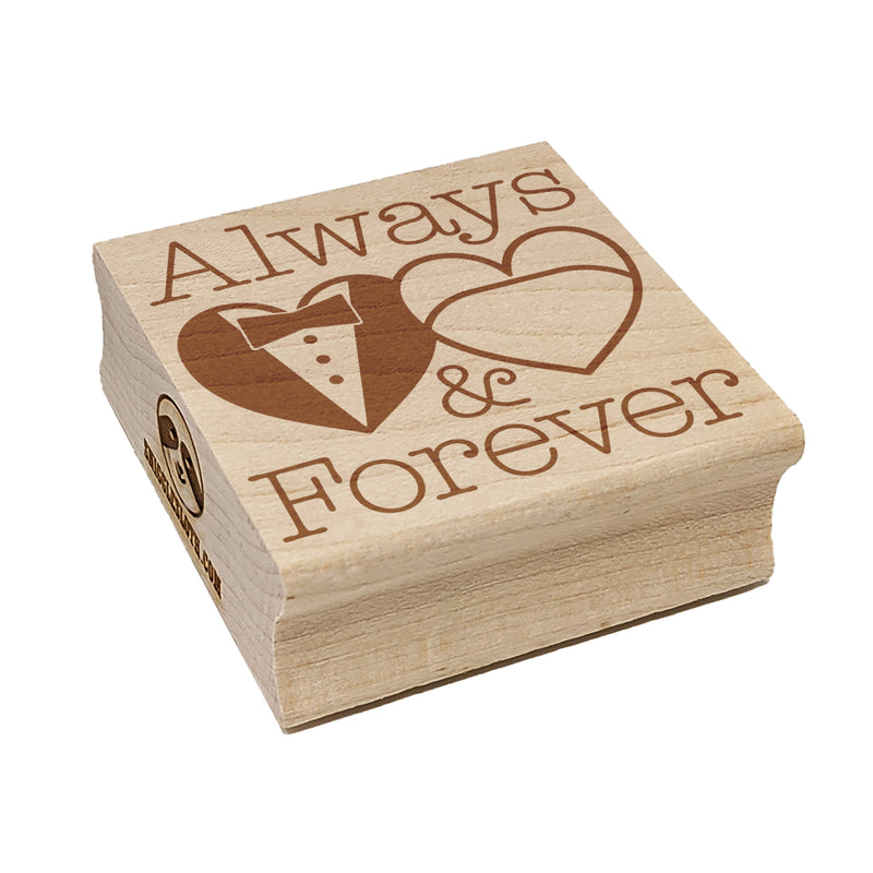 Mr and Mrs Always and Forever Wedding Tuxedo Gown Hearts Square Rubber Stamp for Stamping Crafting