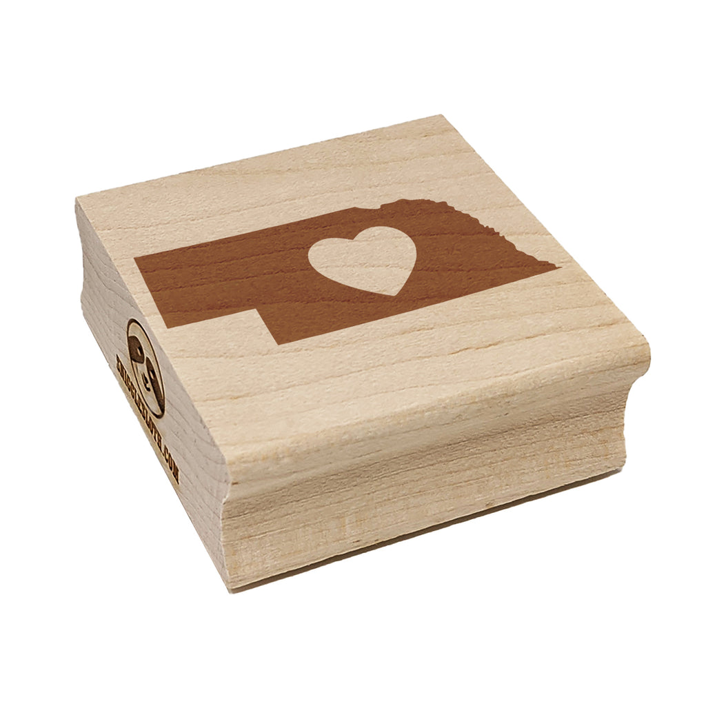 Nebraska State with Heart Square Rubber Stamp for Stamping Crafting
