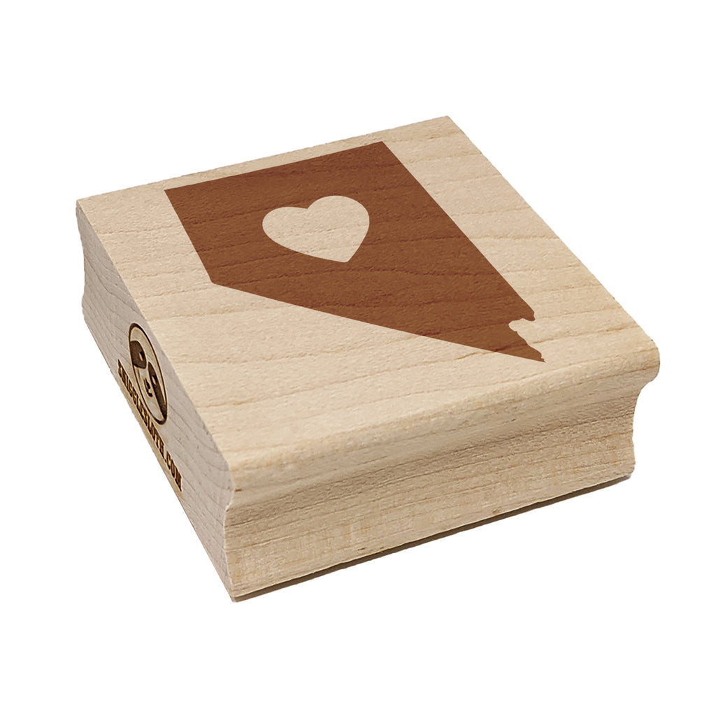Nevada State with Heart Square Rubber Stamp for Stamping Crafting