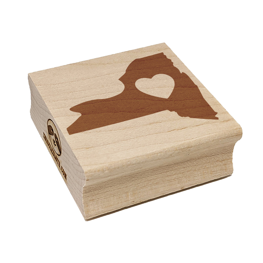 New York State with Heart Square Rubber Stamp for Stamping Crafting