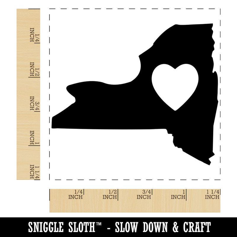 New York State with Heart Square Rubber Stamp for Stamping Crafting